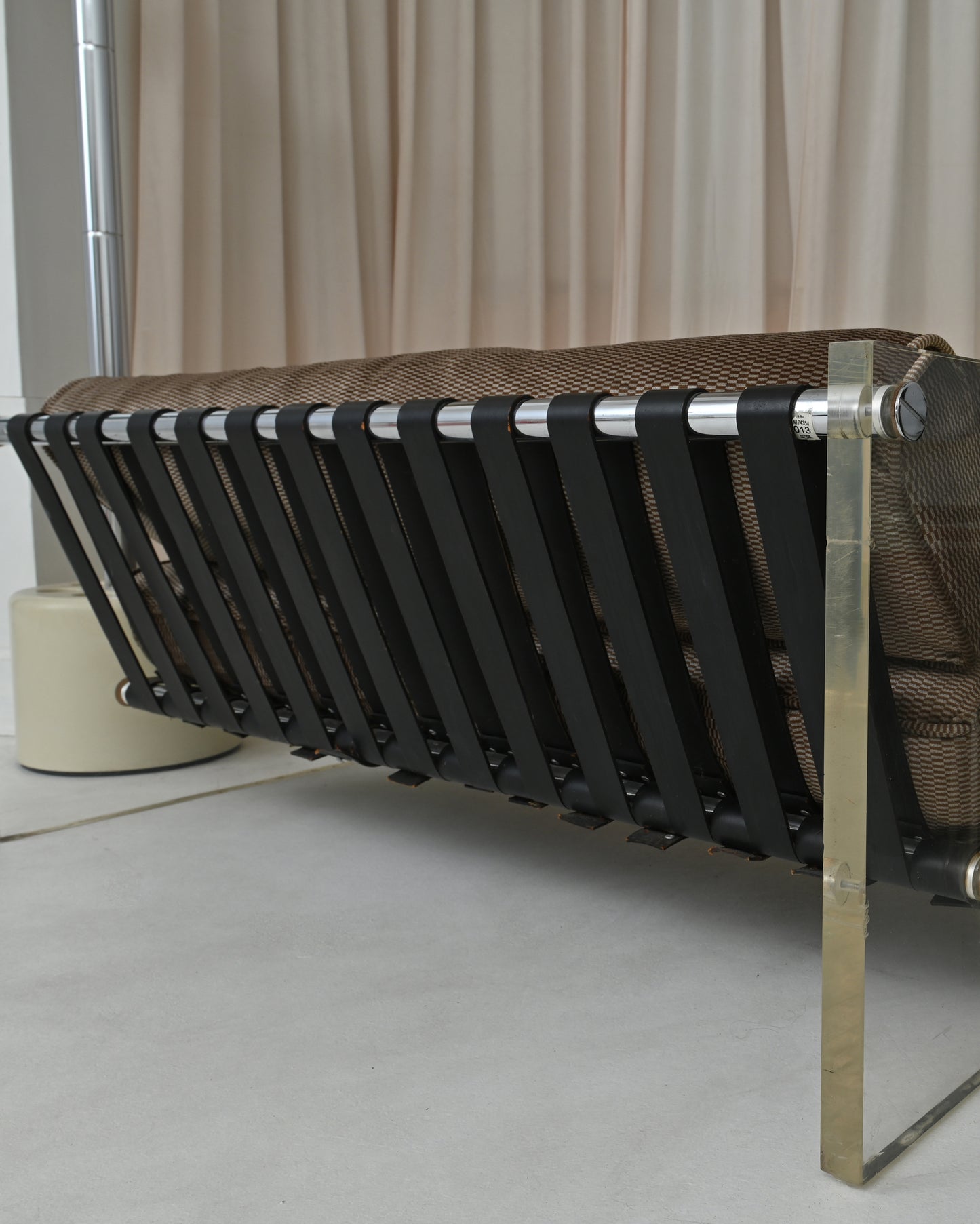 1970s Selig Lucite & Leather Strap Sofa Couch