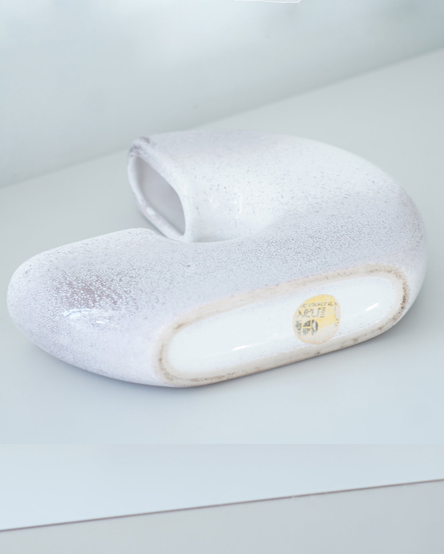 1970s Ikebana Half-Circle Ceramic Vase