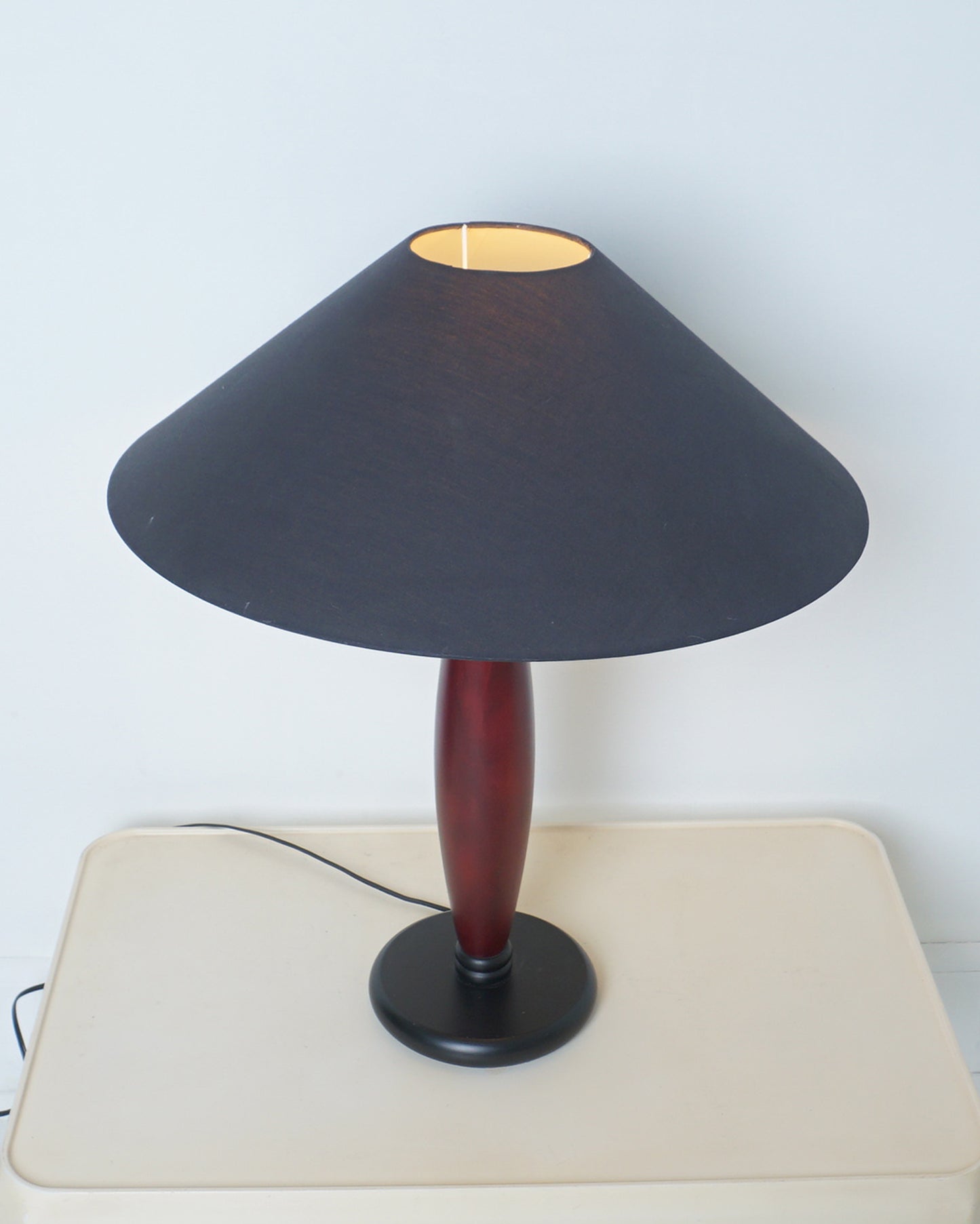 1990s Rosewood and Ebony Table Lamp with Coolio Lamp Shade by Lite Source Inc.