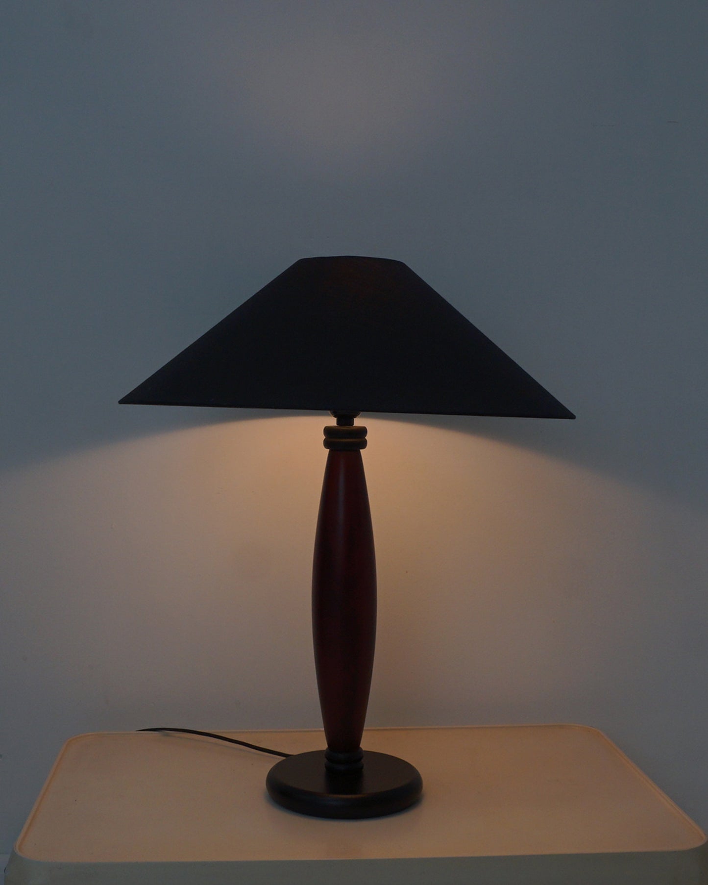 1990s Rosewood and Ebony Table Lamp with Coolio Lamp Shade by Lite Source Inc.