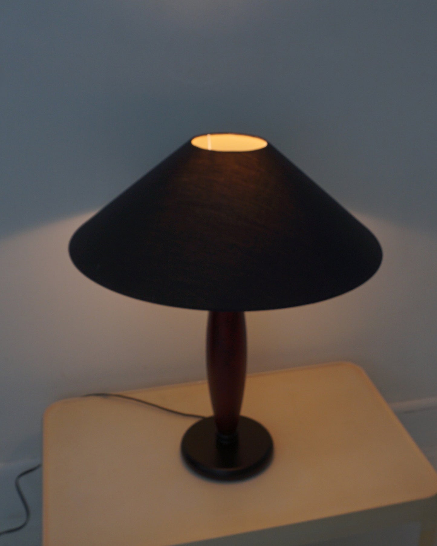 1990s Rosewood and Ebony Table Lamp with Coolio Lamp Shade by Lite Source Inc.