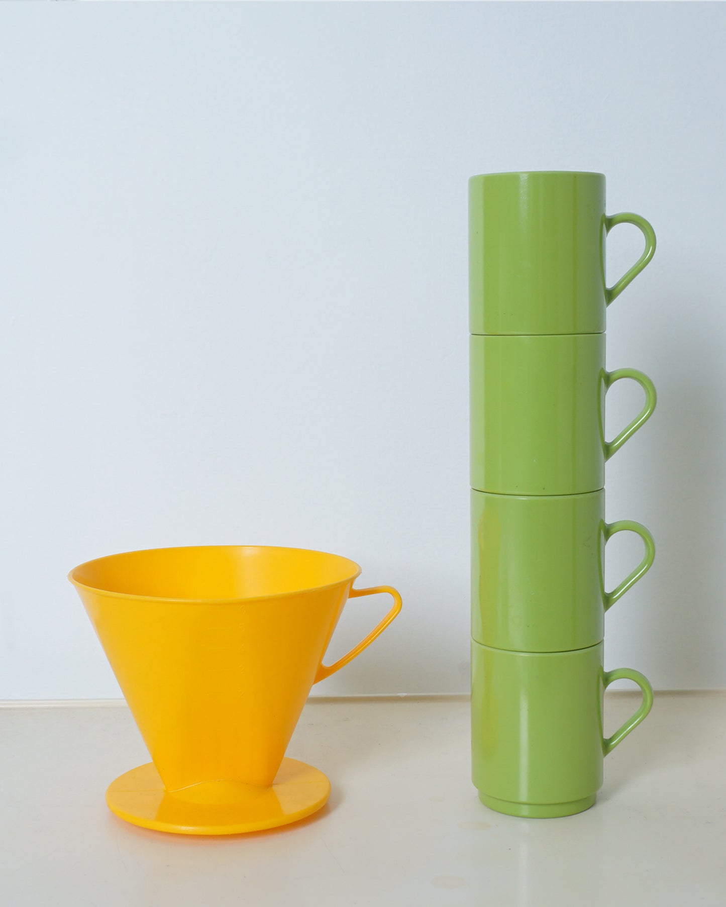 1970s Space Age Stacking Green Melamine Mug Set