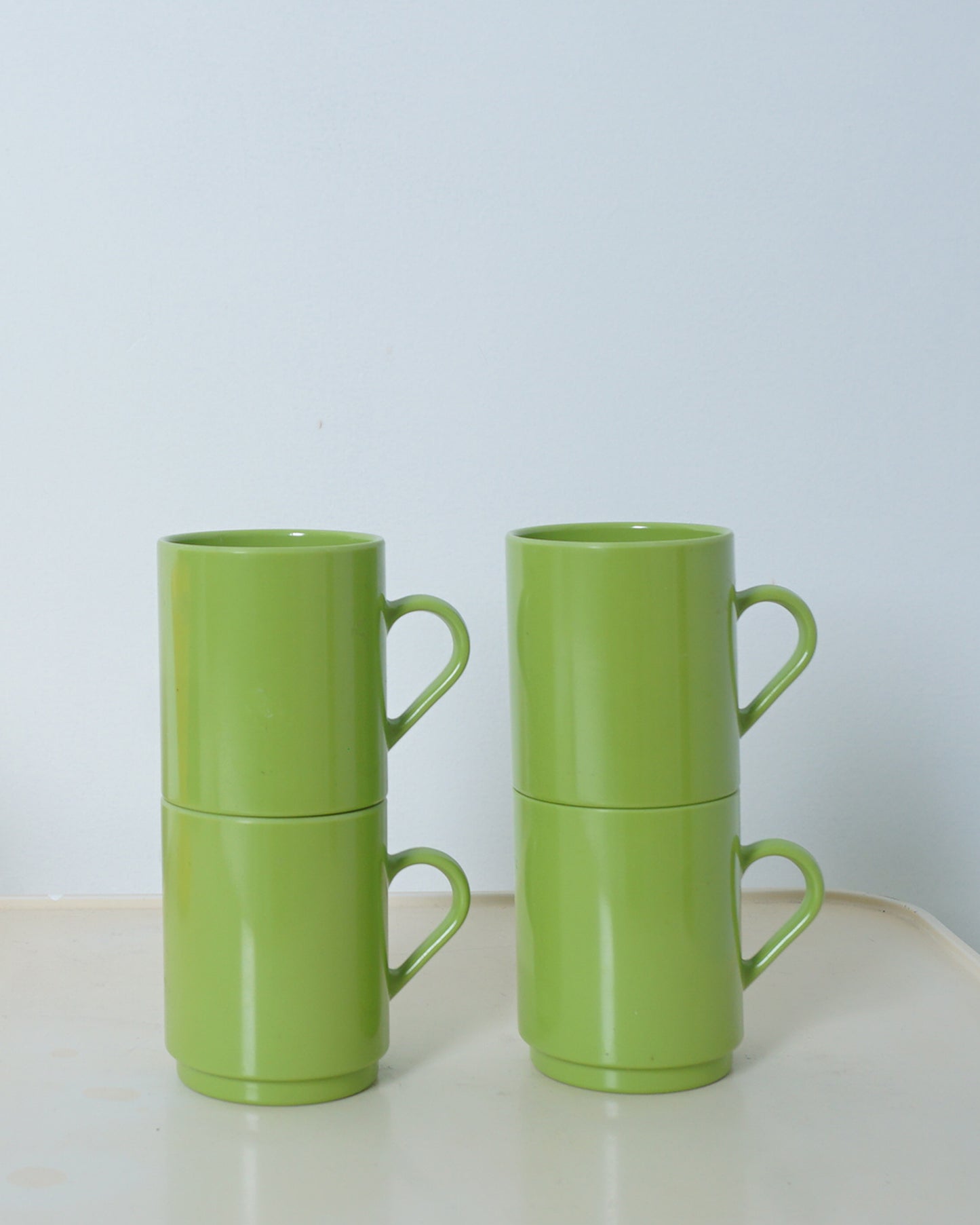 1970s Space Age Stacking Green Melamine Mug Set