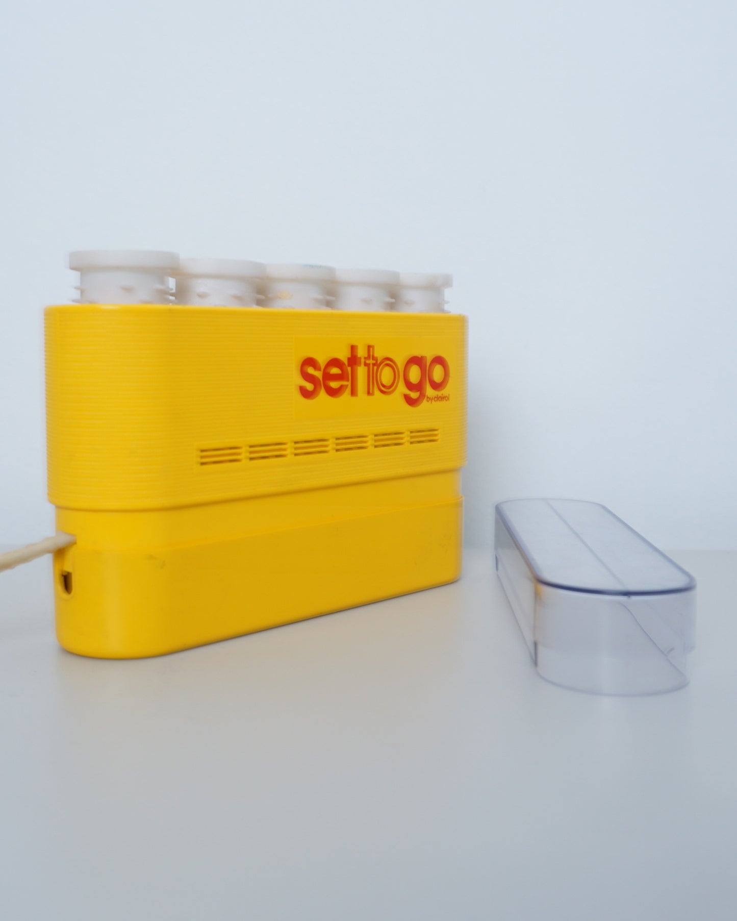 1970s Atomic Yellow Travel Hair Roller Set-To-Go by Clairol
