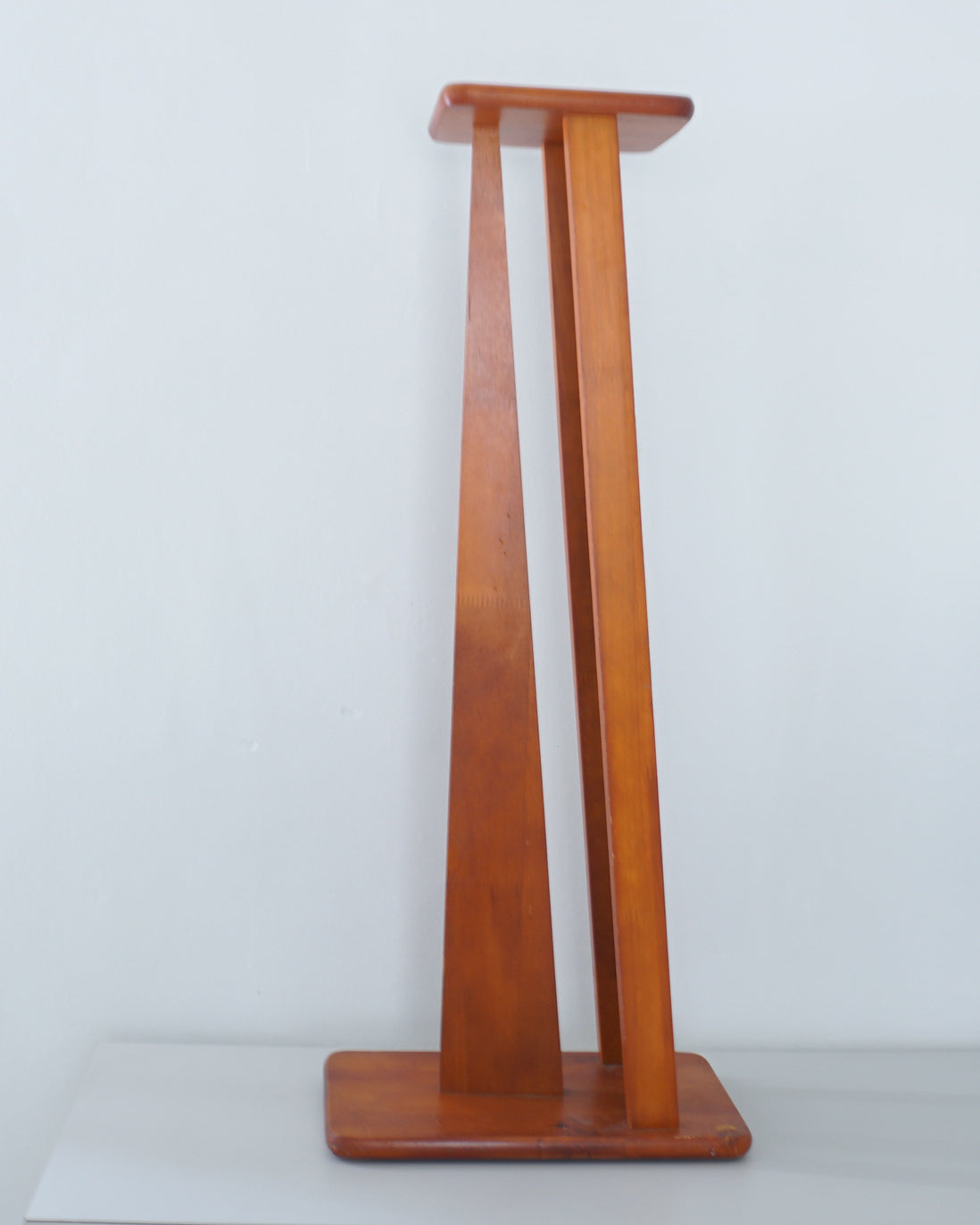 1990s Multifunctional Postmodern Teak and Blue Plastic CD Tower, Plant Stand, and Podium