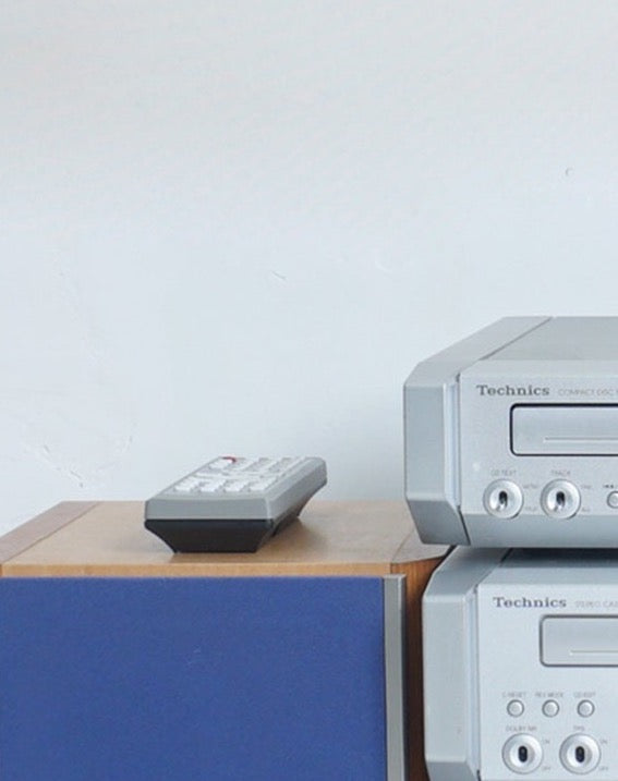 1990s Technics HD 505 Mini System FM CD Tape CD Player with Blue Lights and Remote