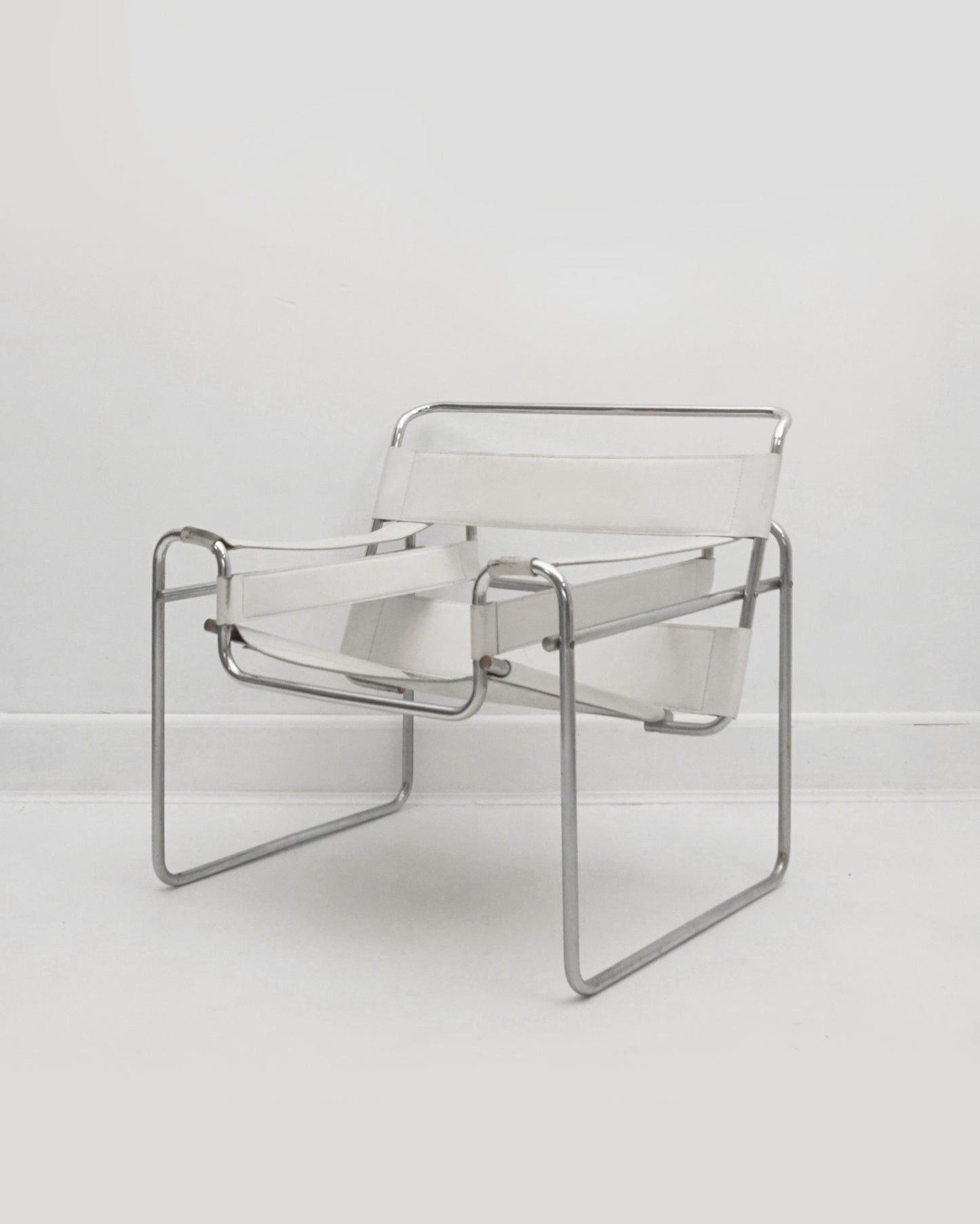 1970s Marcel Breuer White Leather Wassily Chair