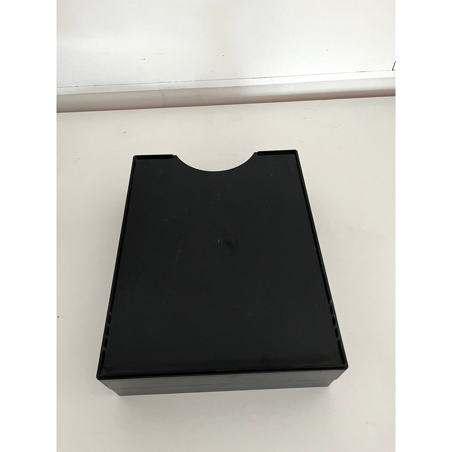 Vintage Black Two-Tier Lucite Letter Tray | Stacking Desk Organizer | Mid Century Modern Office Paper Tray