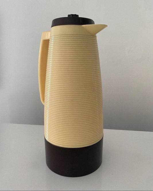 Vintage 1970s Aladdin Thermos Vacuum Pitcher, 1 Quart, Brown and Beige, Coffee Pitcher, Tennessee, USA