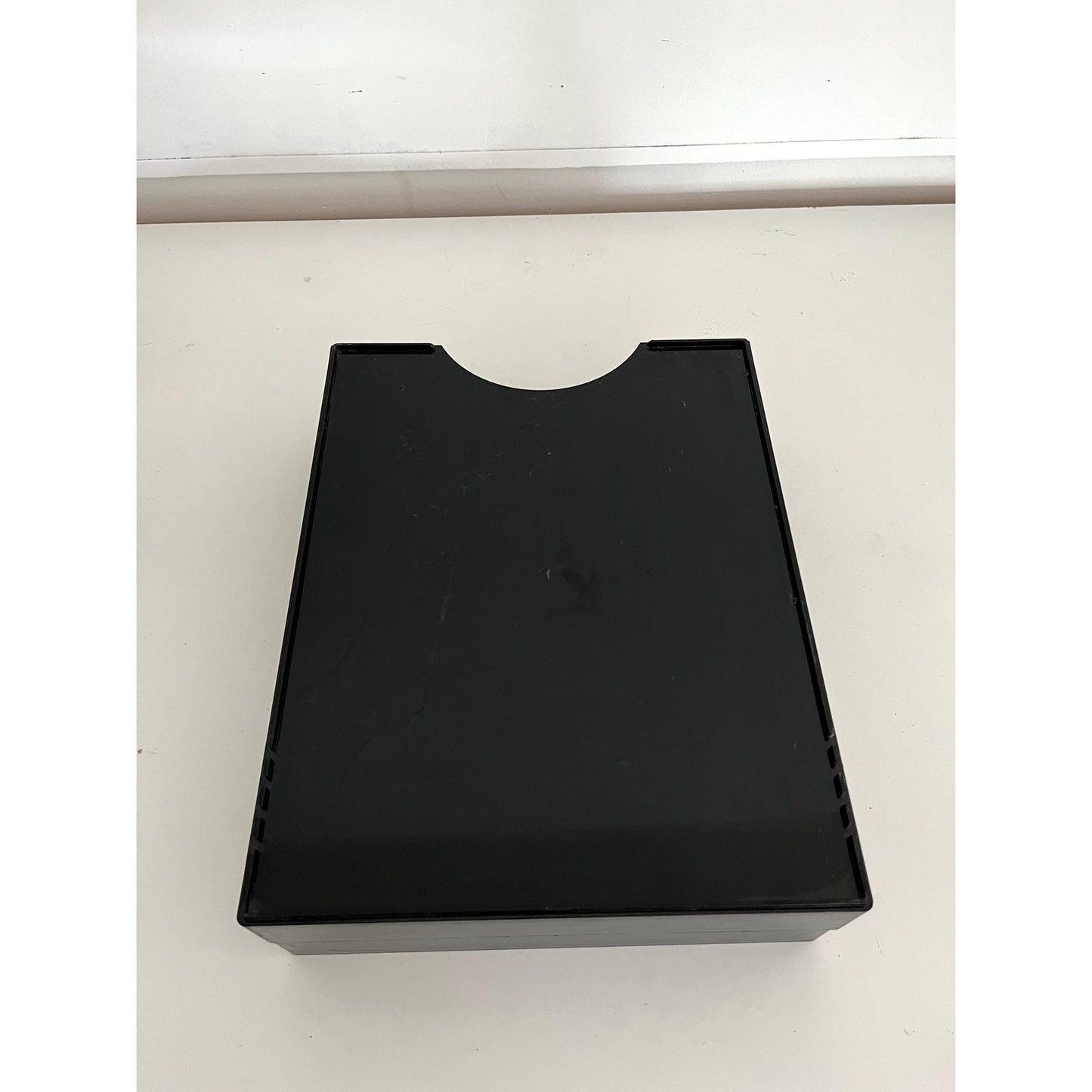 Vintage Black Two-Tier Lucite Letter Tray | Stacking Desk Organizer | Mid Century Modern Office Paper Tray
