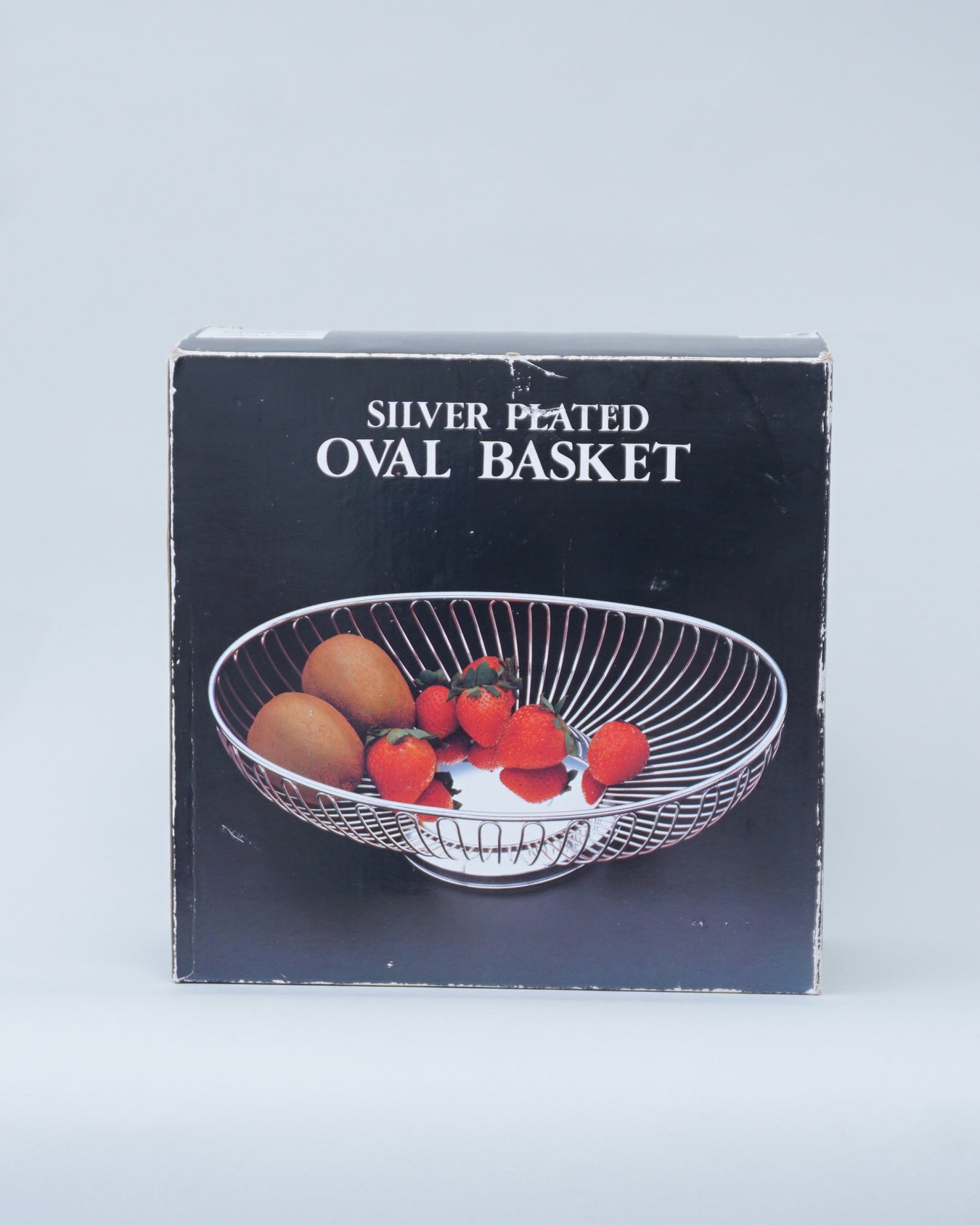 1980s Silver Plated Oval Fruit Basket New in Box NOS