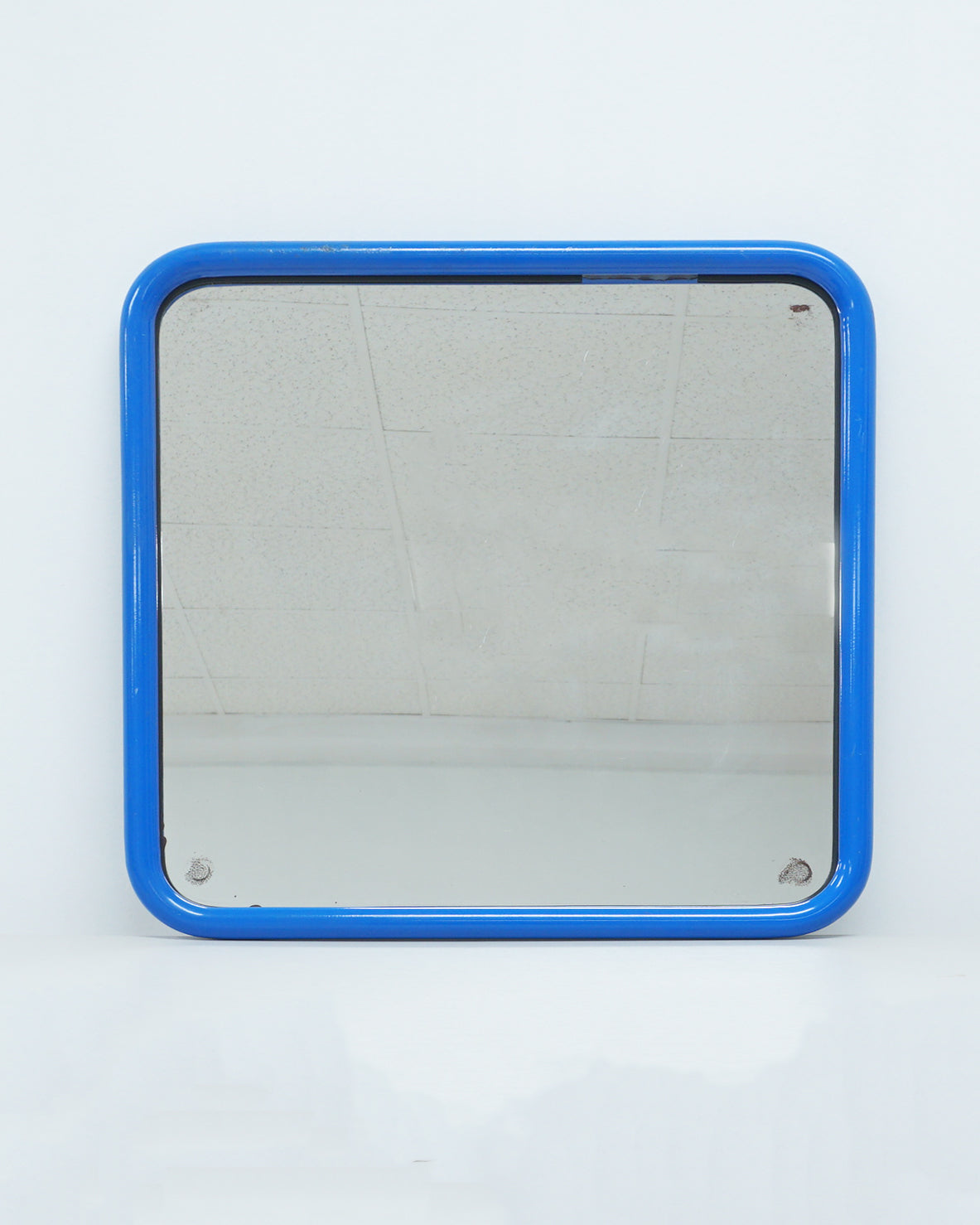 1980s Metal Postmodern Blue Mirror