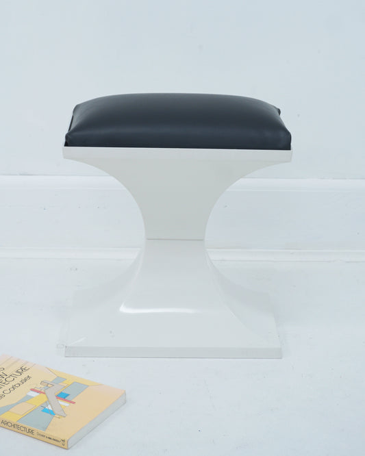 1970s Space-age Plastic and Faux Leather Stool Footrest Made in Holland