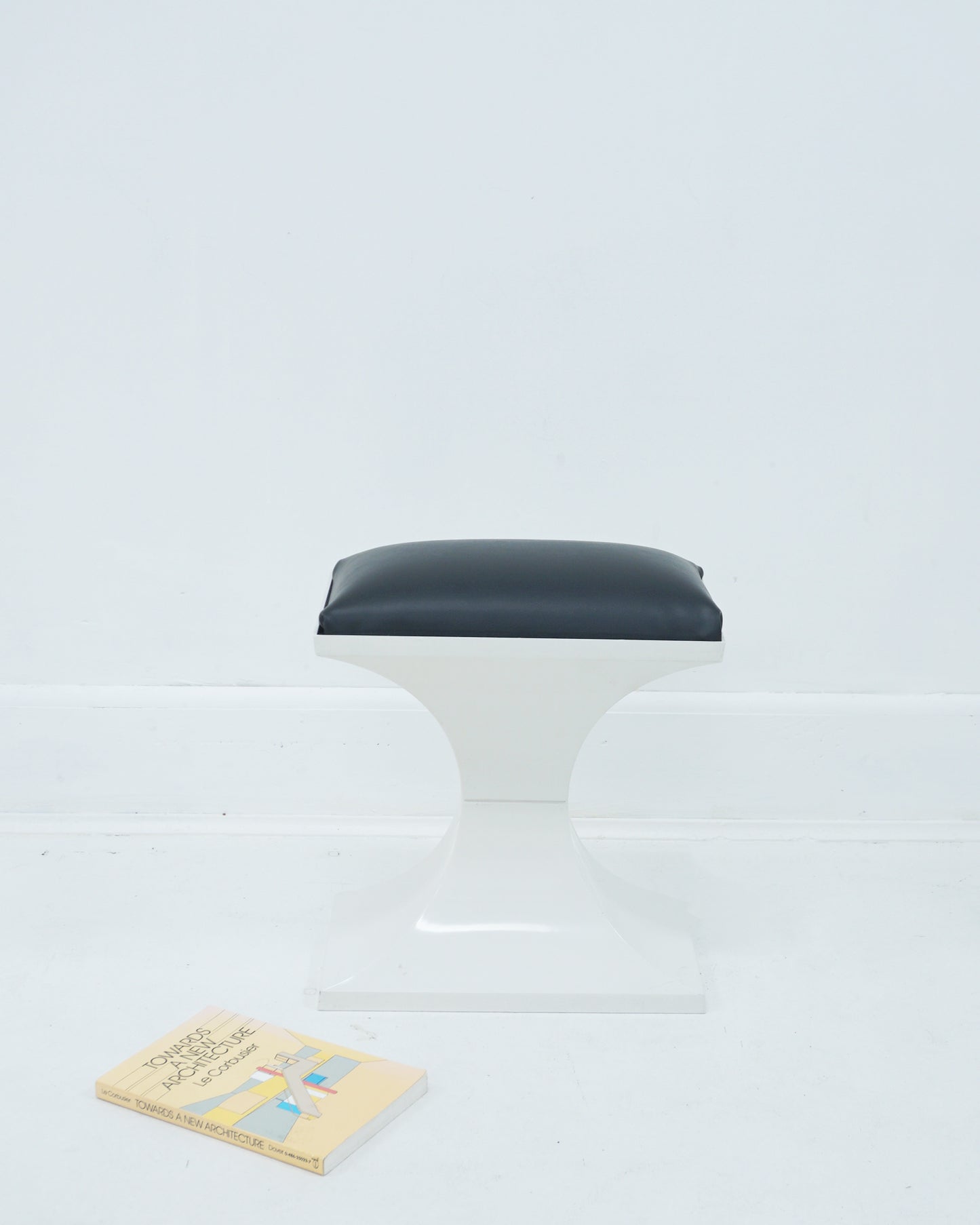 1970s Space-age Plastic and Faux Leather Stool Footrest Made in Holland