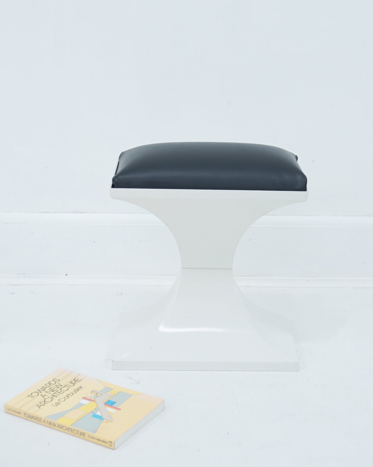 1970s Space-age Plastic and Faux Leather Stool Footrest Made in Holland