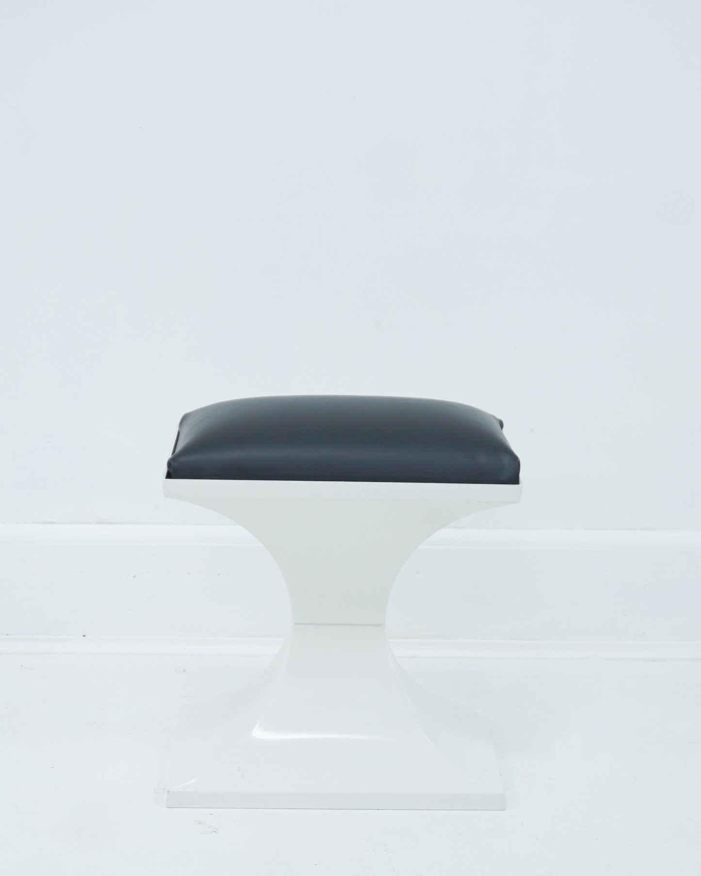 1970s Space-age Plastic and Faux Leather Stool Footrest Made in Holland