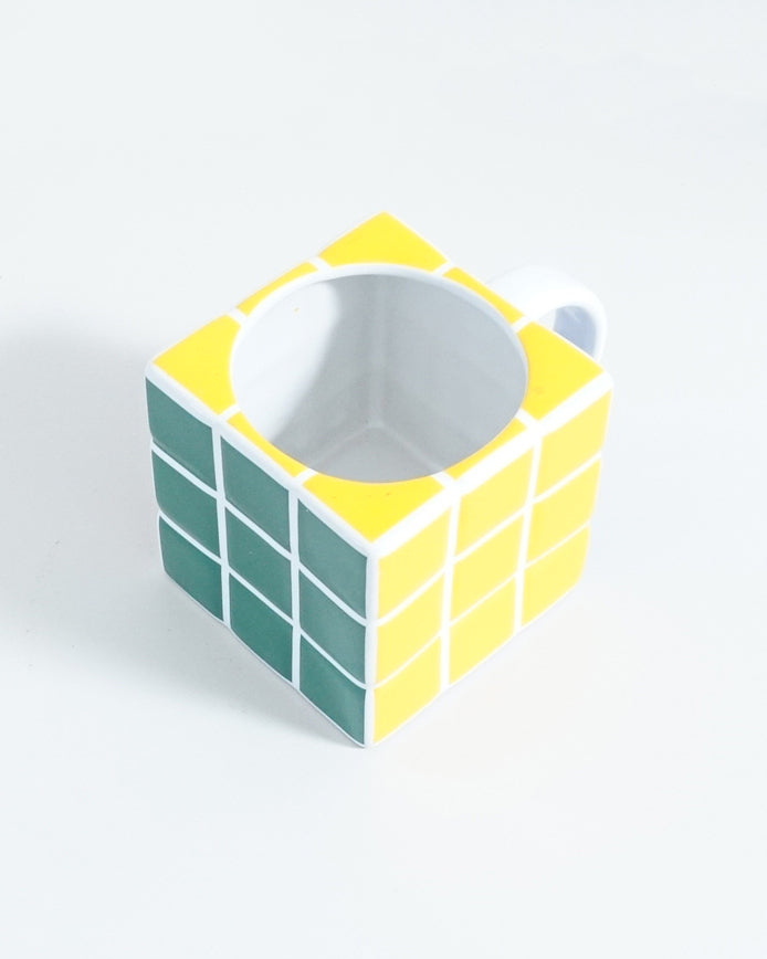 1980s Tile in the Style of Rubik's Cube Ceramic Mug