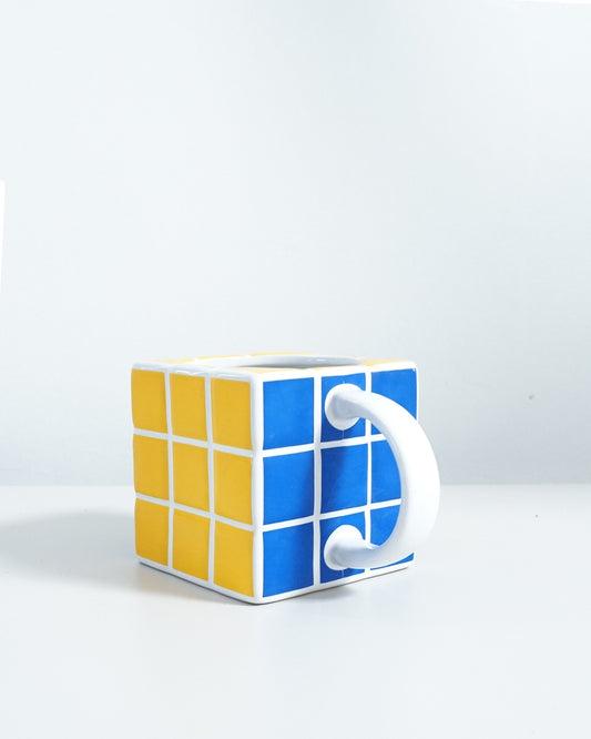 1980s Tile in the Style of Rubik's Cube Ceramic Mug