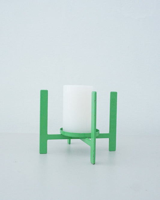 1970s Green Mod Metal Candle Holder