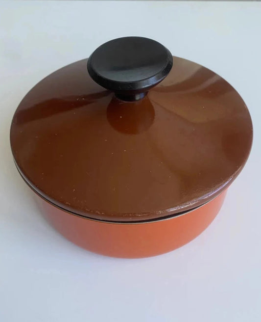 1960s Vintage Brick and Caramel Small Saucepan