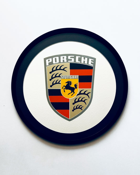 1970s Round Matted Framed Porsche Mirror