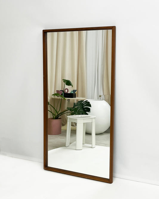 1950s Mid-century Modern Walnut Beveled Wall Mirror