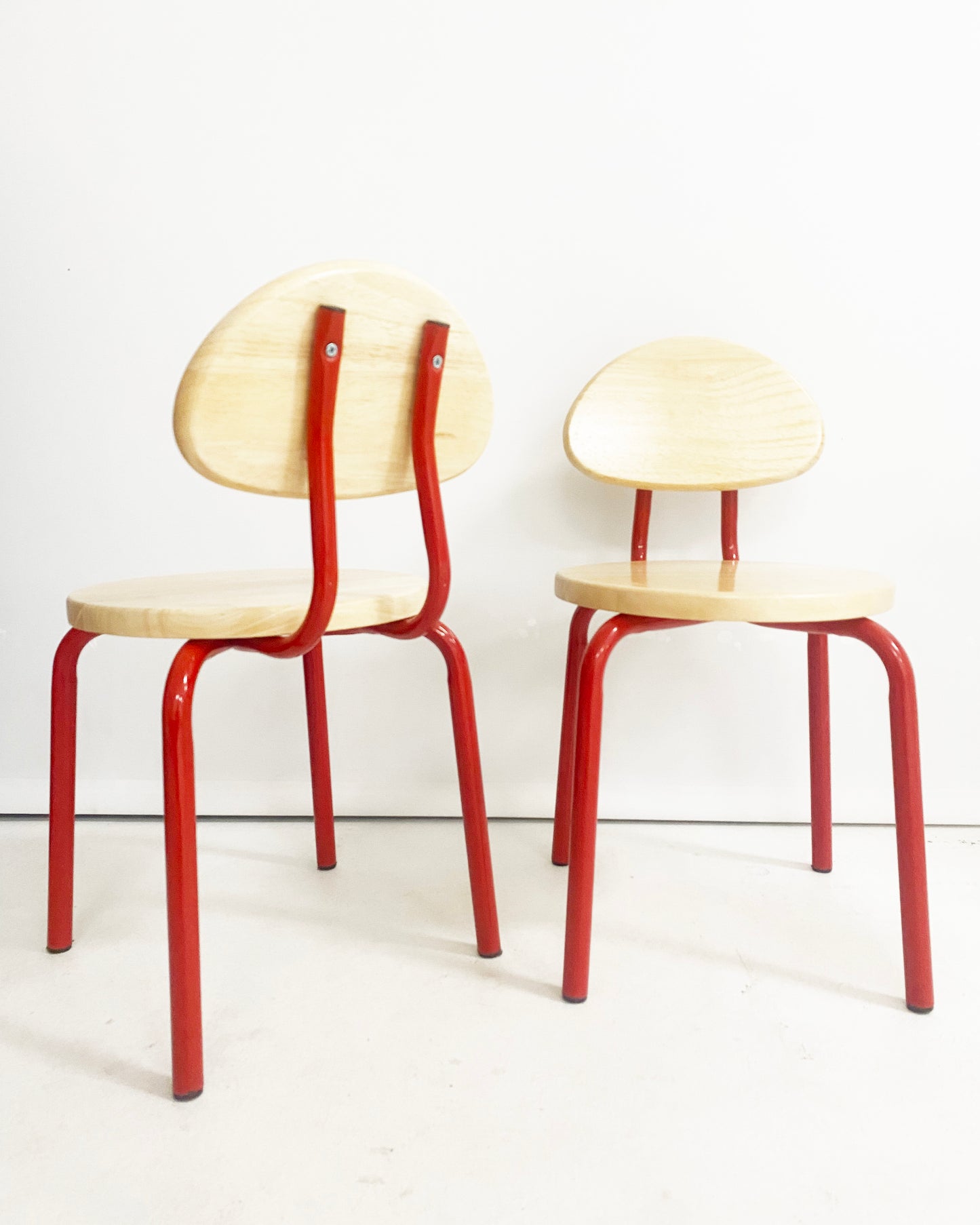 1980s Memphis Milano Style Wood and Metal Kids' Chairs