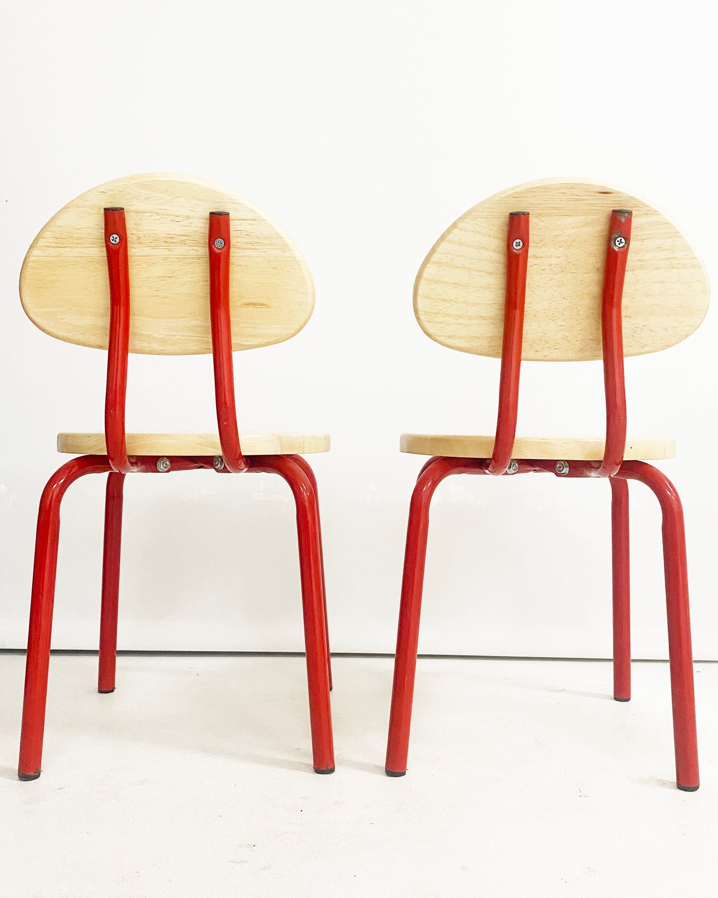 1980s Memphis Milano Style Wood and Metal Kids' Chairs