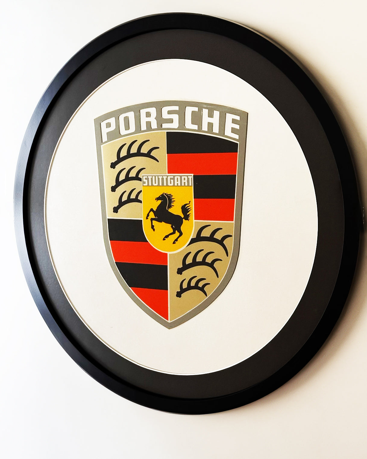 1970s Round Matted Framed Porsche Mirror