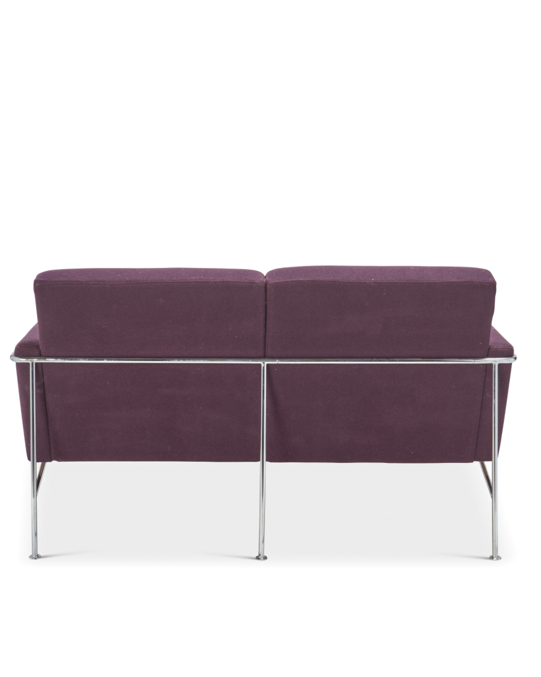 Arne Jacobsen Violet Wool Chrome Steel 3300/2 "Airport" Sofa for Fritz Hansen