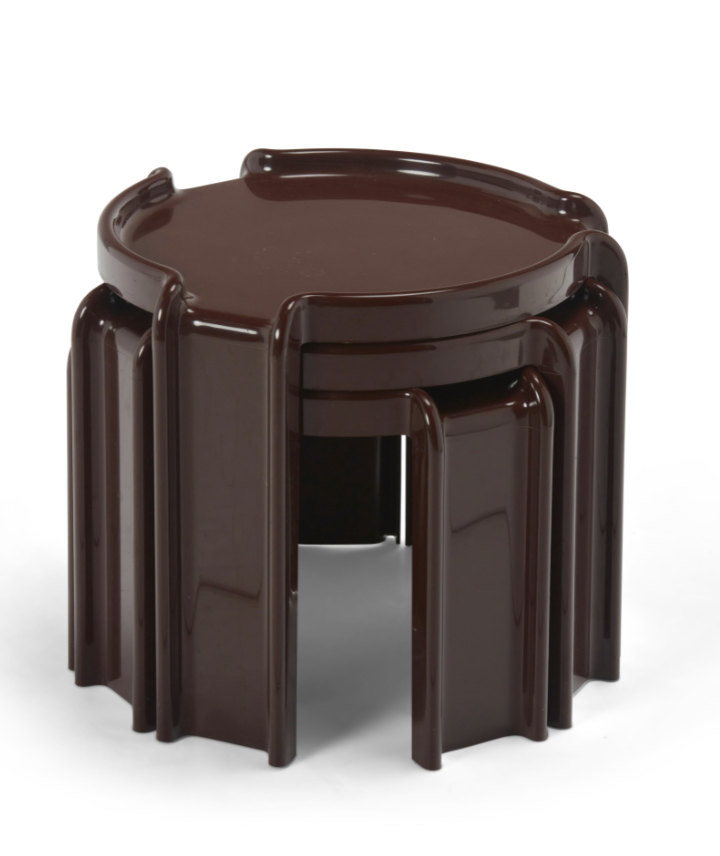 1970s Giotto Stoppino for Kartell Italian Modern Nesting Tables Set of 3 Chocolate Brown