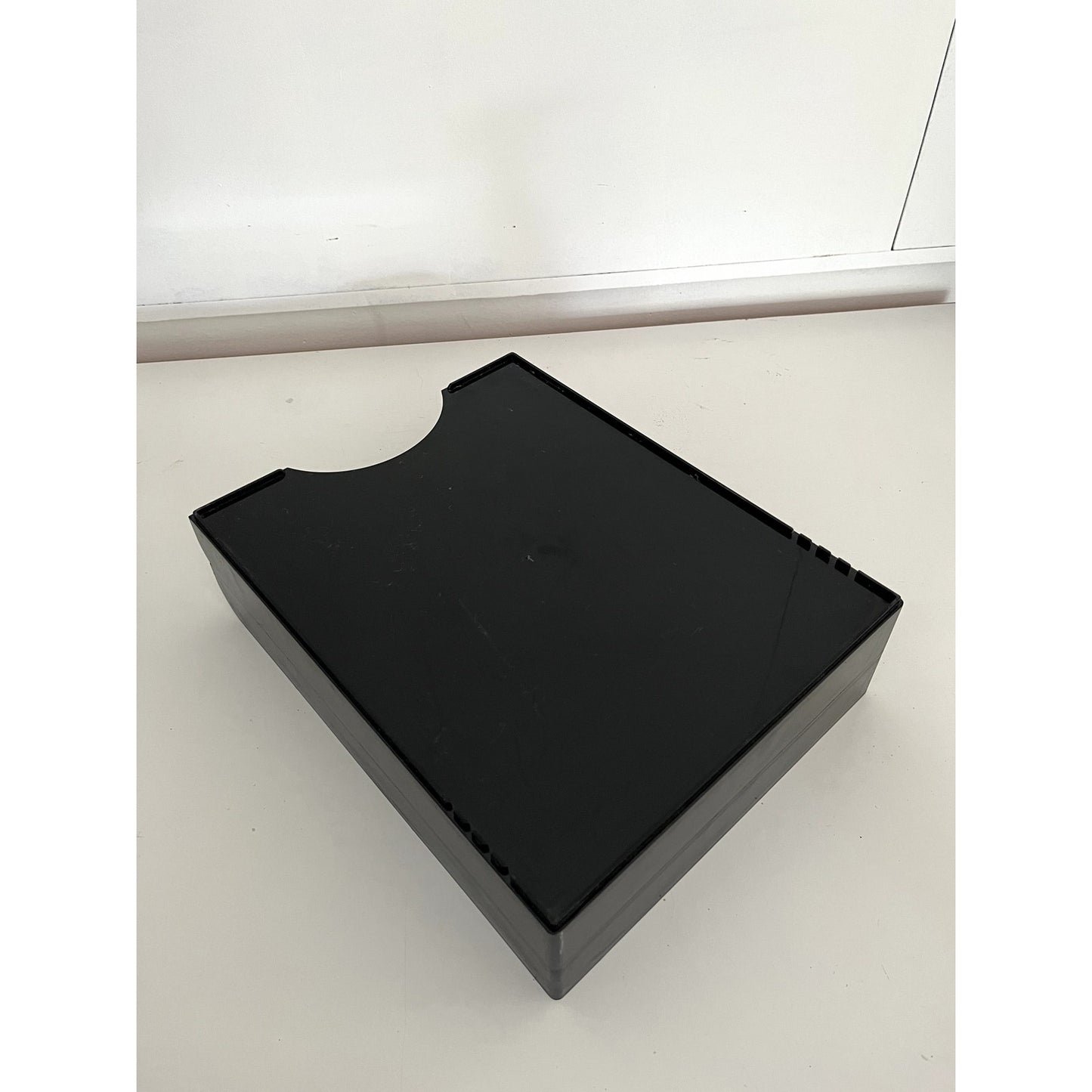 Vintage Black Two-Tier Lucite Letter Tray | Stacking Desk Organizer | Mid Century Modern Office Paper Tray