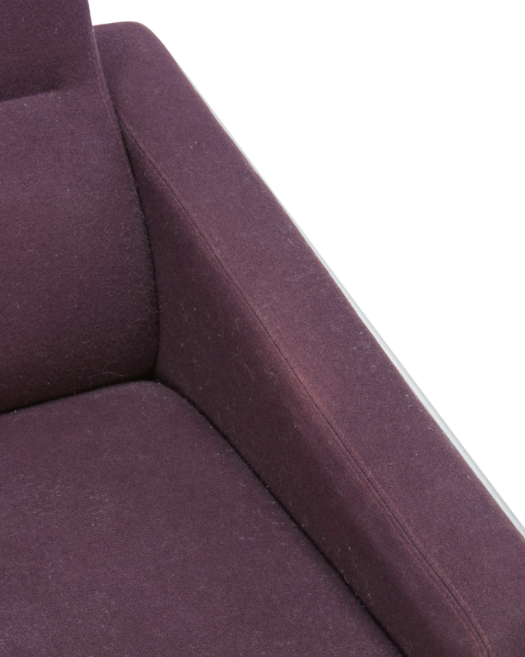 Arne Jacobsen Violet Wool Chrome Steel 3300/2 "Airport" Sofa for Fritz Hansen