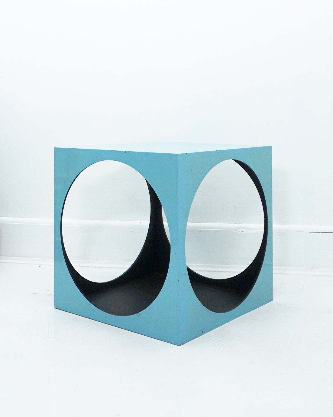 1970s Cubic Space Age Blue and Black Side Table