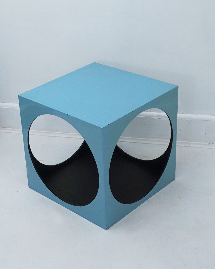 1970s Cubic Space Age Blue and Black Side Table