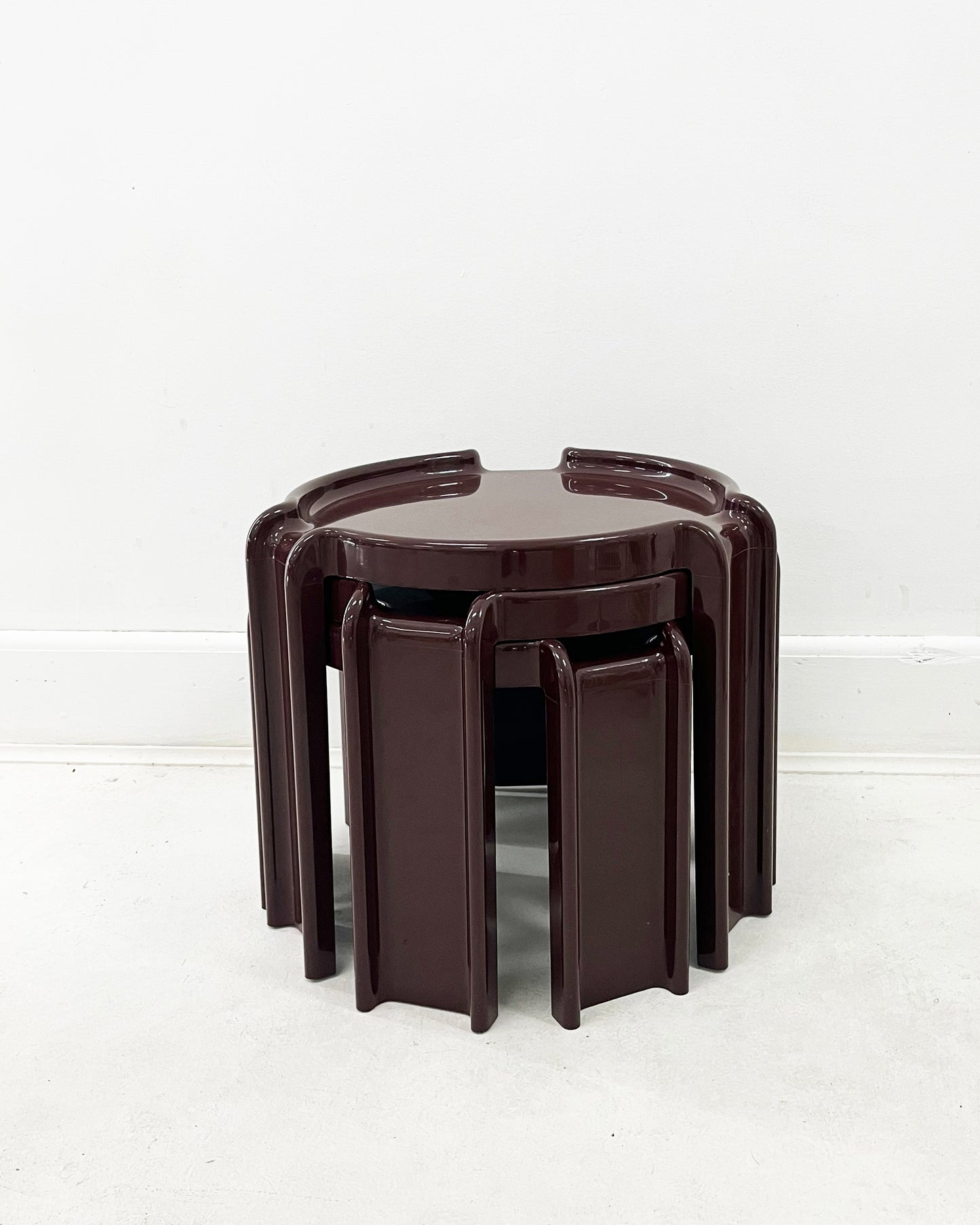 1970s Giotto Stoppino for Kartell Italian Modern Nesting Tables Set of 3 Chocolate Brown