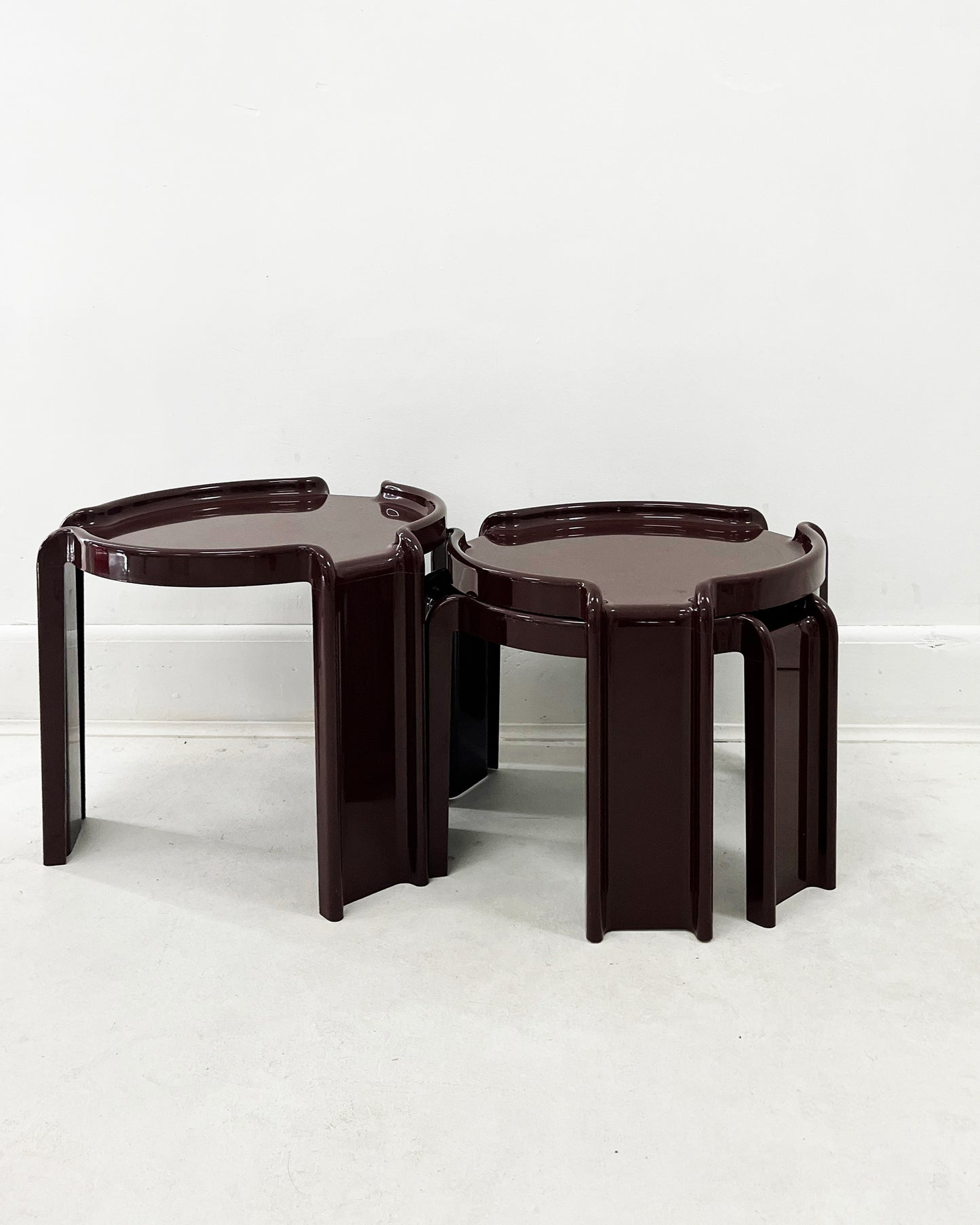 1970s Giotto Stoppino for Kartell Italian Modern Nesting Tables Set of 3 Chocolate Brown