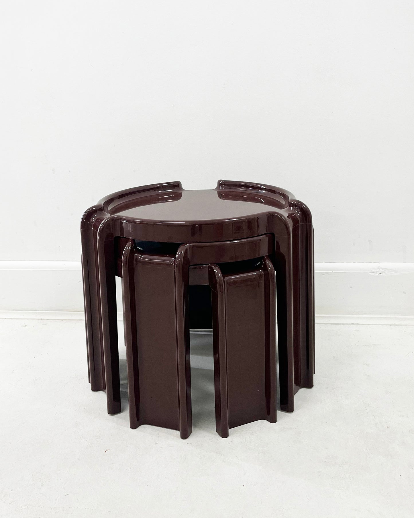 1970s Giotto Stoppino for Kartell Italian Modern Nesting Tables Set of 3 Chocolate Brown