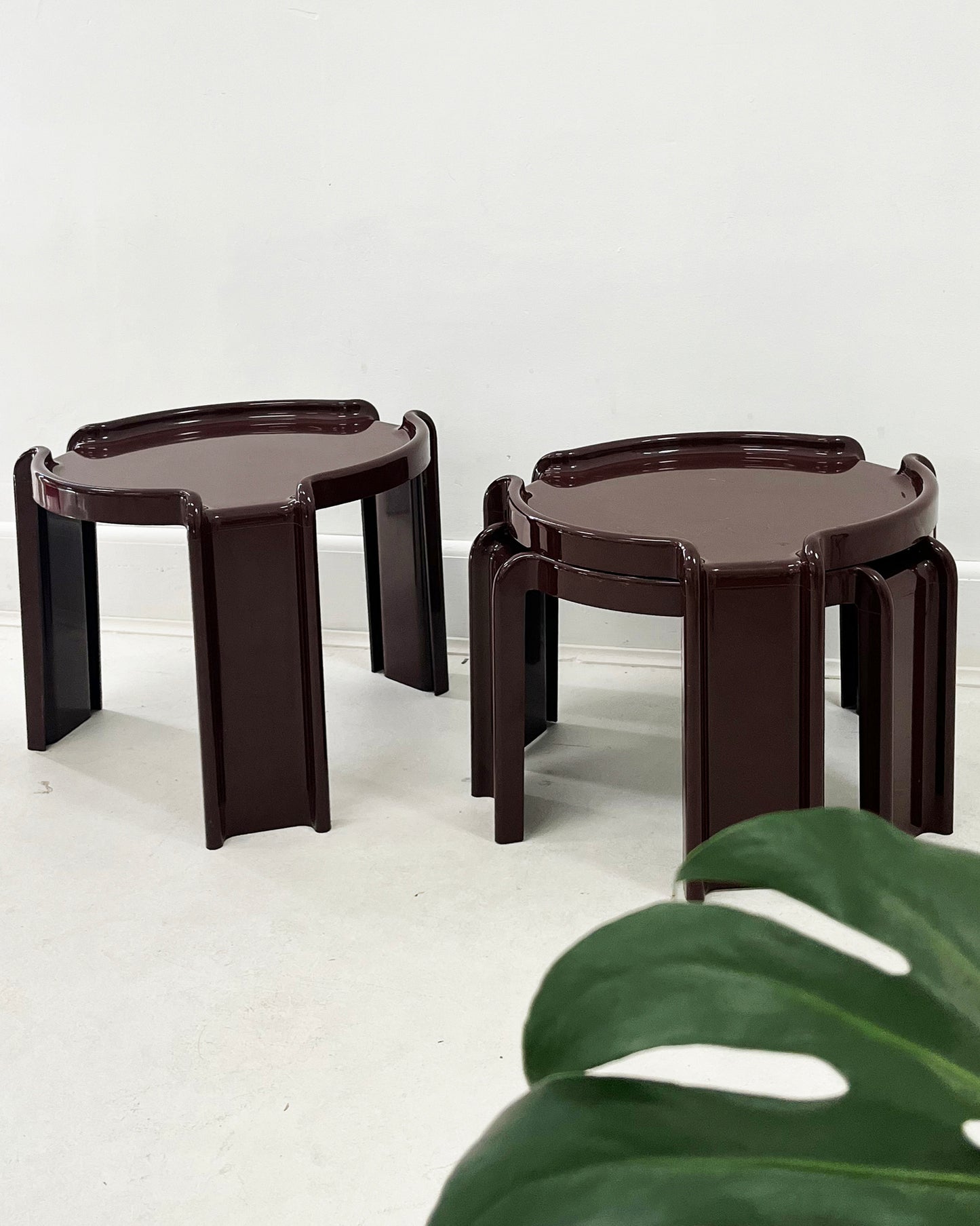 1970s Giotto Stoppino for Kartell Italian Modern Nesting Tables Set of 3 Chocolate Brown