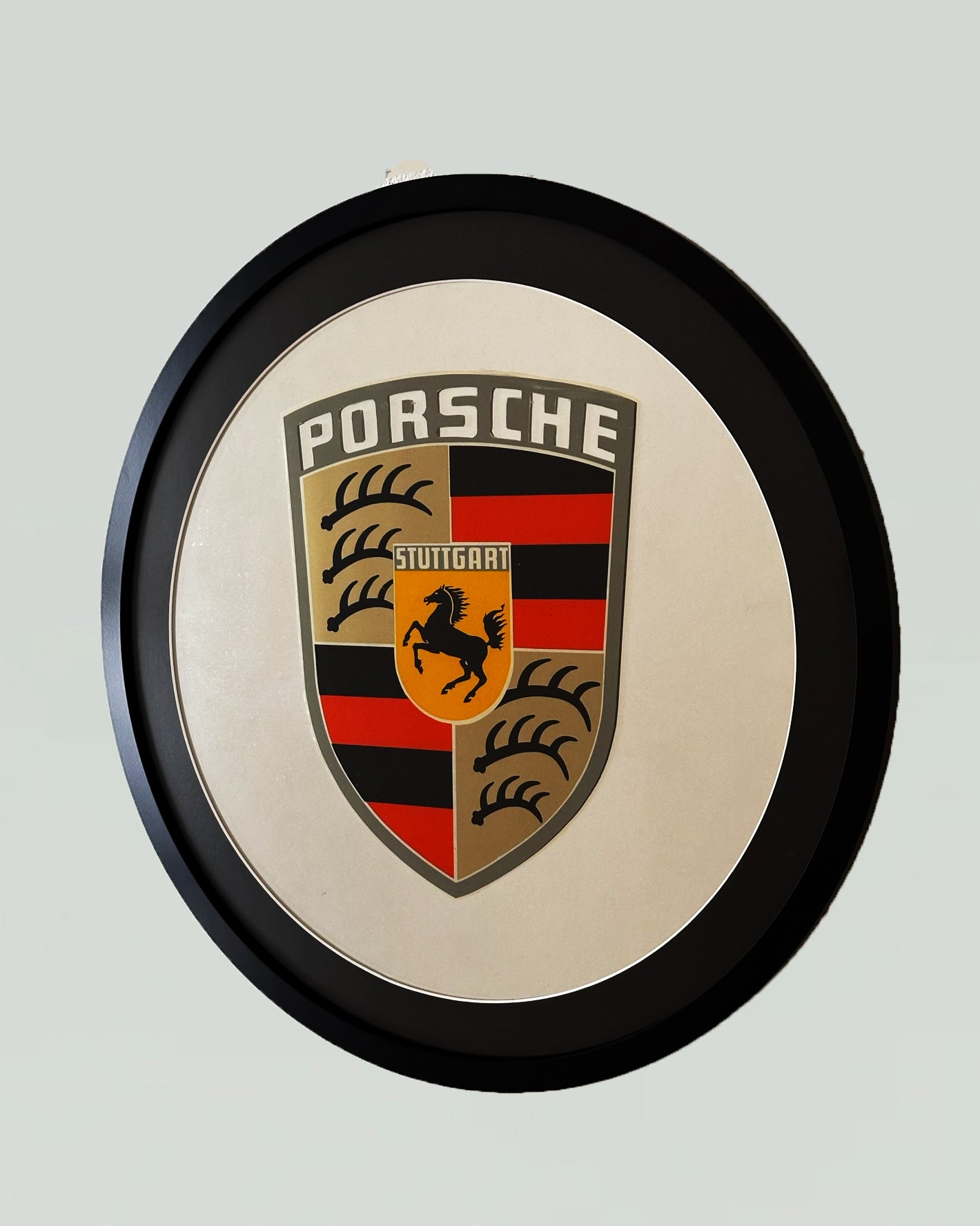 1970s Round Matted Framed Porsche Mirror