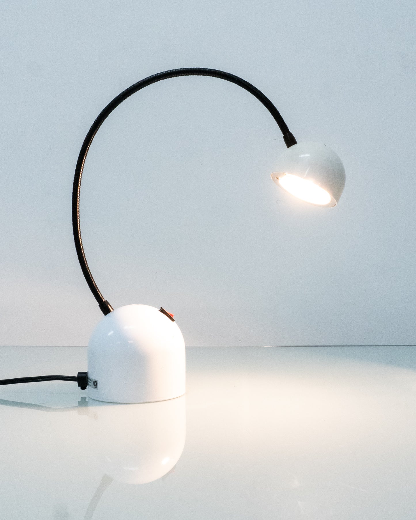 1980s White Gammalux Gooseneck Lamp, Made in Italy