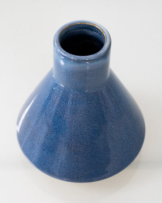 1970s Stoneware Blue Vase or Travel Mug