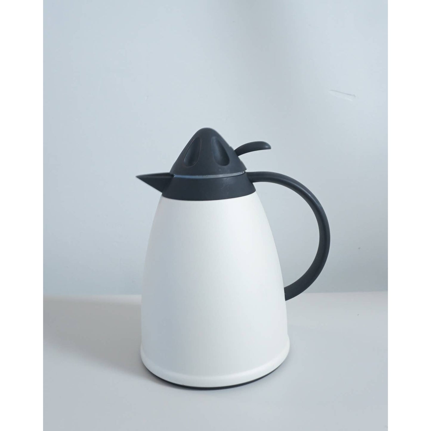 1980s Postmodern Capco White and Black Coffee & Tea Thermos Insulated Carafe