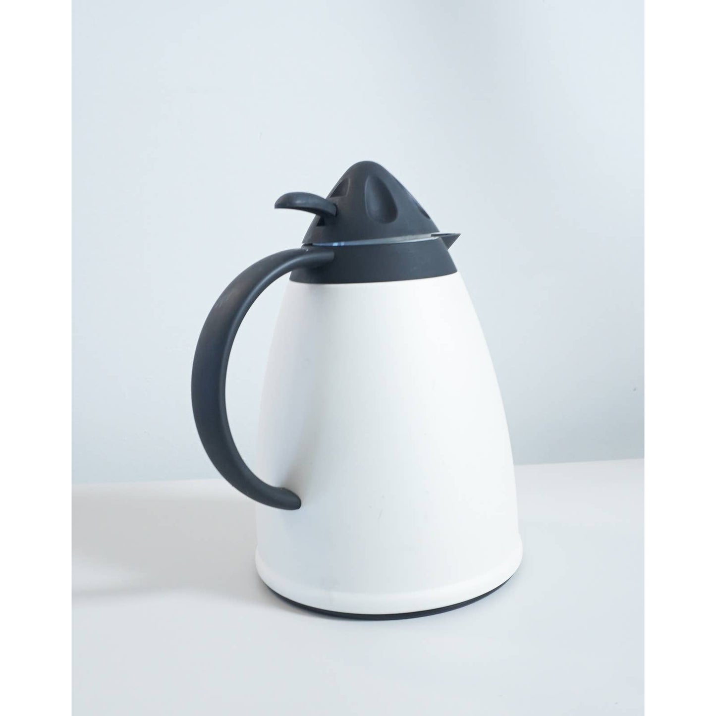 1980s Postmodern Capco White and Black Coffee & Tea Thermos Insulated Carafe