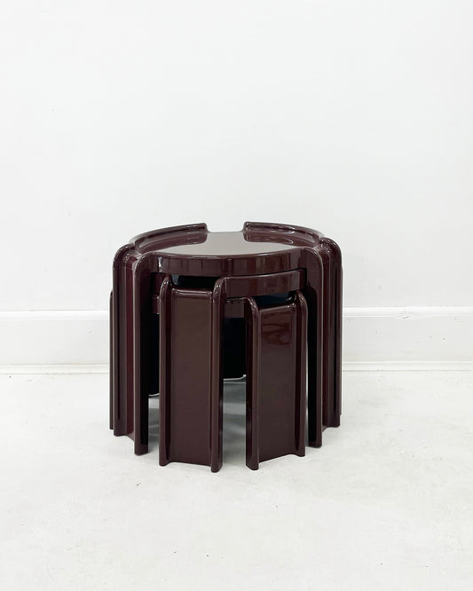 1970s Giotto Stoppino for Kartell Italian Modern Nesting Tables Set of 3 Chocolate Brown