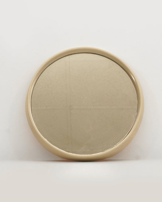 1980s Beige Postmodern Space Age Round Plastic Wall Mirror