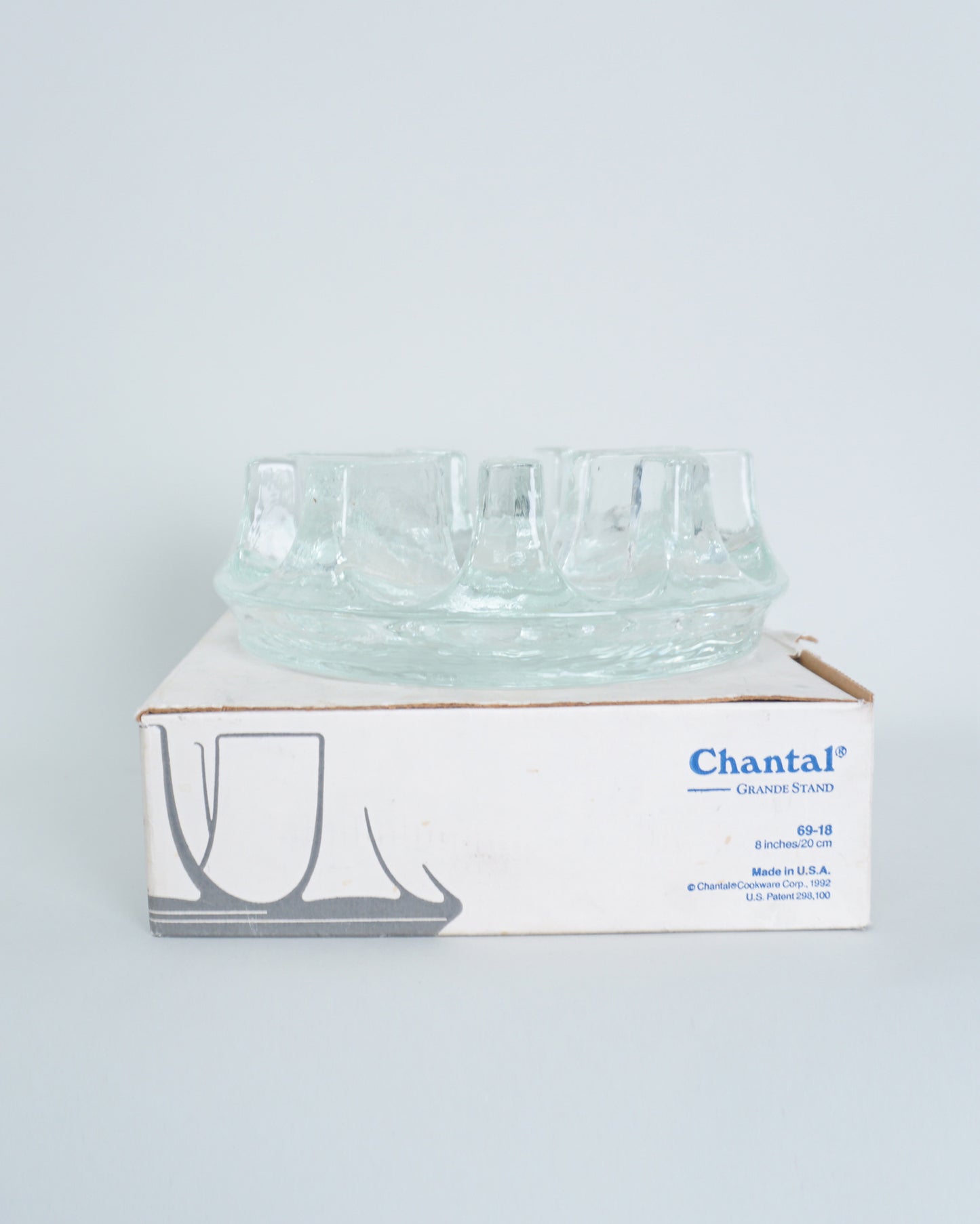 1990s Chantal Heat Resistant Glass Trivet or Candle Holder NOS New in Box