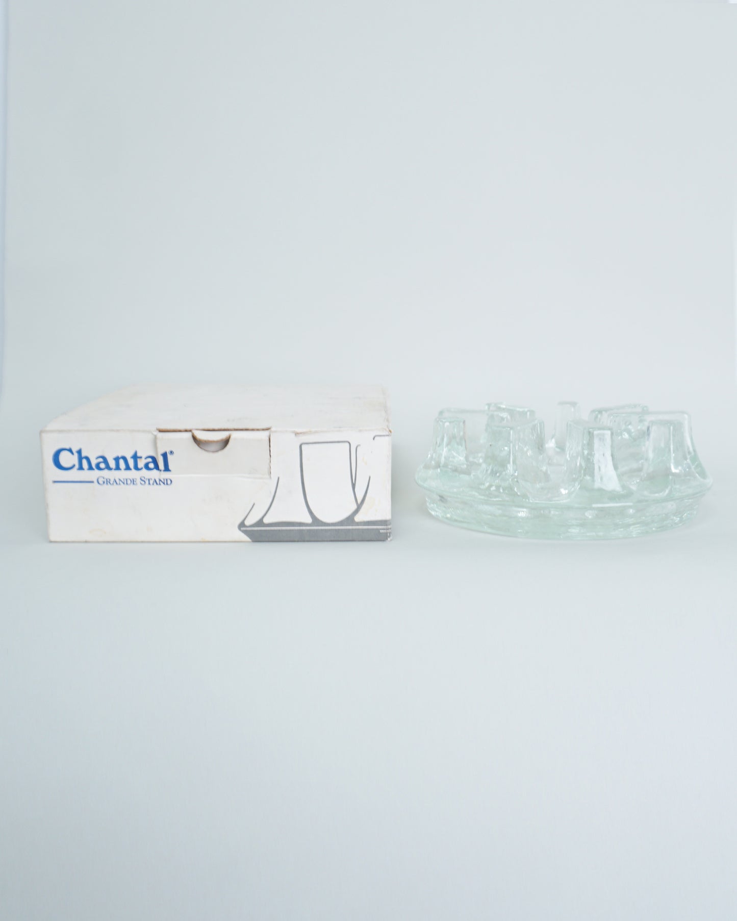 1990s Chantal Heat Resistant Glass Trivet or Candle Holder NOS New in Box