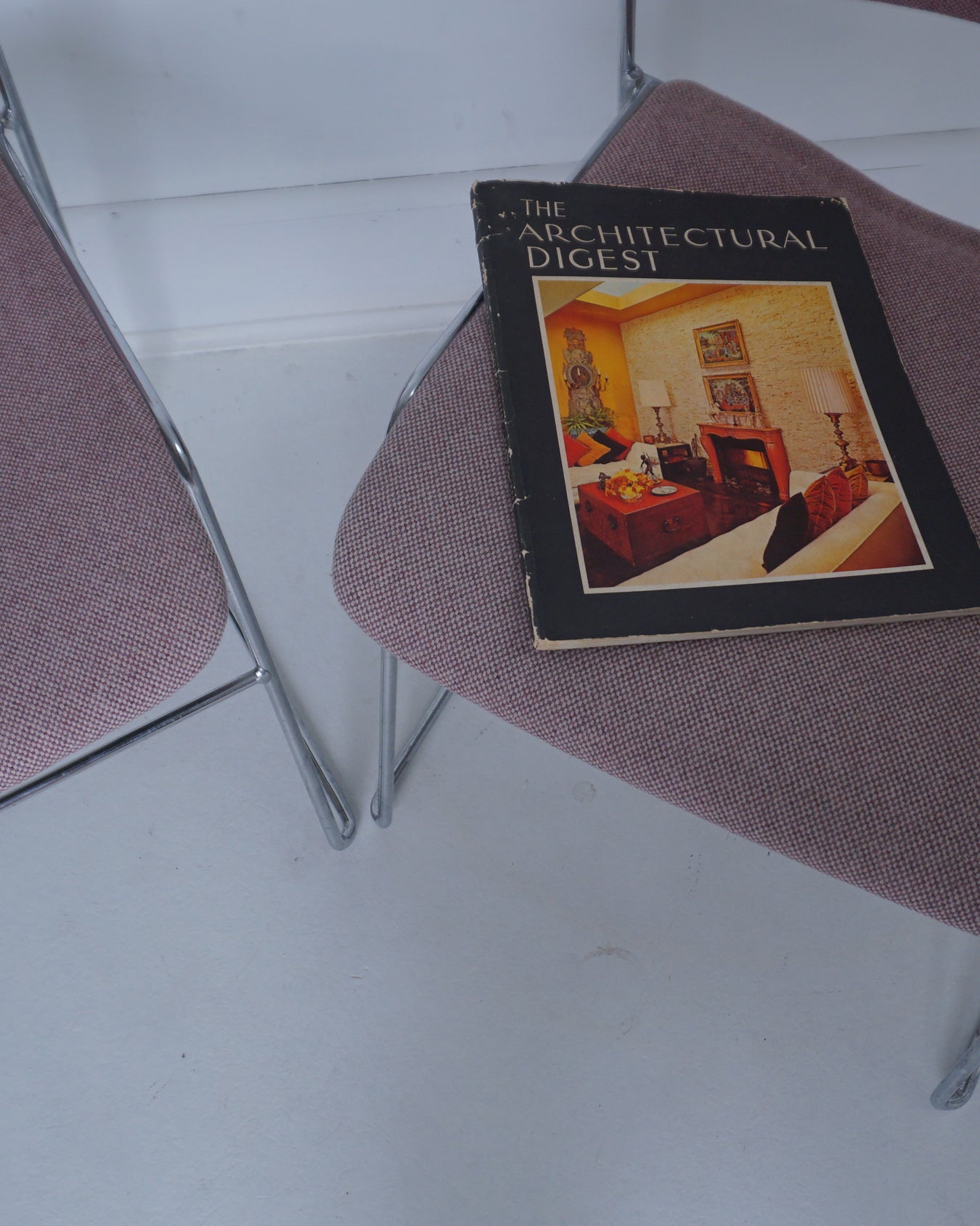 1980s Pair of 40/4 with Original Rose Fabric Stacking Chairs by David Rowland