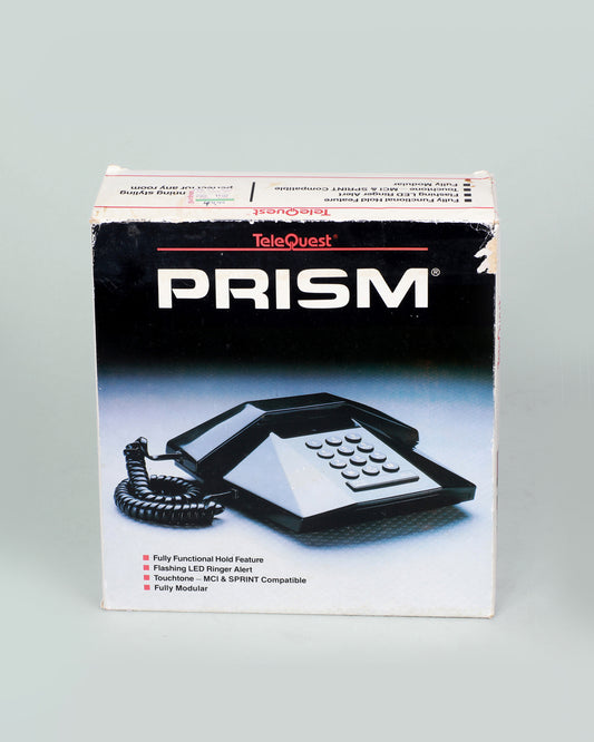 1980s Telequest Prism Geometric Grey Push Button Telephone NOS New in Box